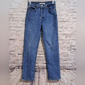 Levi's Button Fly Wedgie Straight Crop Denim Jeans 25